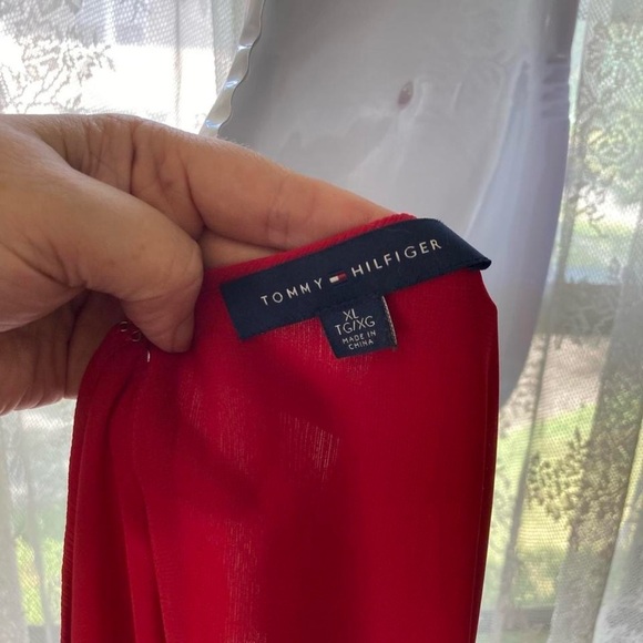 Tommy Hilfiger Vibrant Red Blouse with sheer sleeves XL - Picture 4 of 4